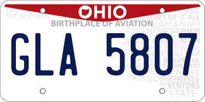 OH license plate GLA5807