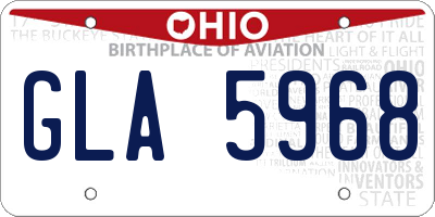 OH license plate GLA5968