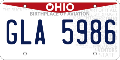 OH license plate GLA5986