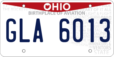 OH license plate GLA6013