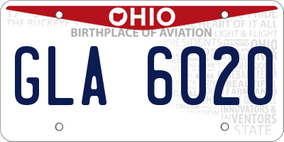 OH license plate GLA6020
