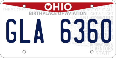 OH license plate GLA6360