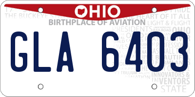OH license plate GLA6403