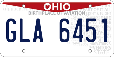 OH license plate GLA6451