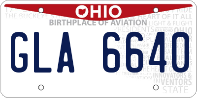 OH license plate GLA6640