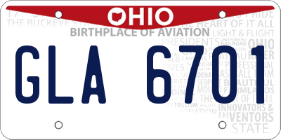 OH license plate GLA6701