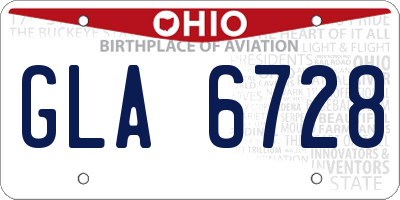 OH license plate GLA6728