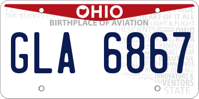 OH license plate GLA6867