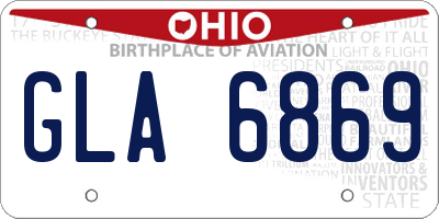 OH license plate GLA6869