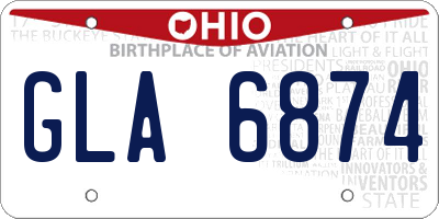 OH license plate GLA6874