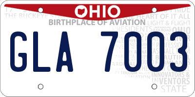 OH license plate GLA7003
