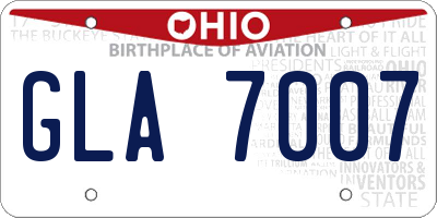 OH license plate GLA7007