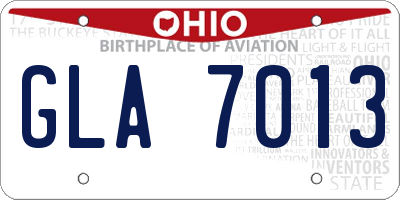 OH license plate GLA7013