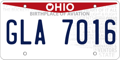 OH license plate GLA7016