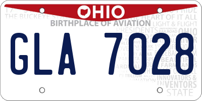 OH license plate GLA7028