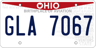 OH license plate GLA7067