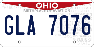 OH license plate GLA7076