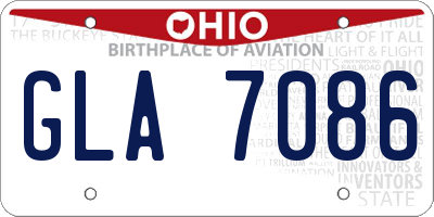 OH license plate GLA7086
