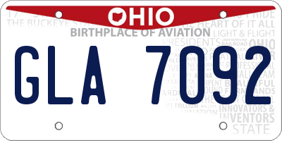 OH license plate GLA7092