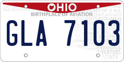 OH license plate GLA7103