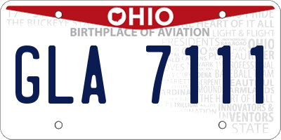 OH license plate GLA7111