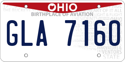OH license plate GLA7160