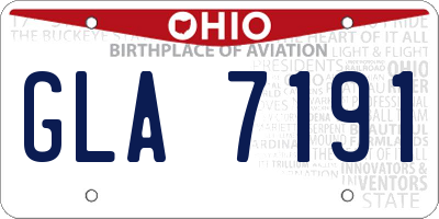 OH license plate GLA7191