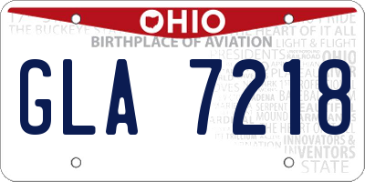 OH license plate GLA7218