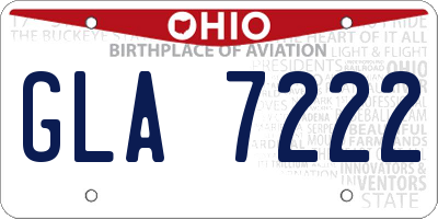 OH license plate GLA7222