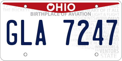 OH license plate GLA7247