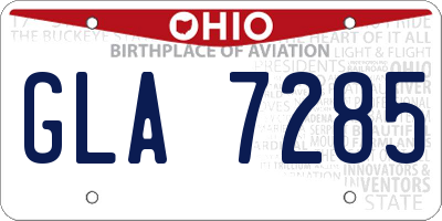 OH license plate GLA7285
