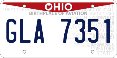 OH license plate GLA7351