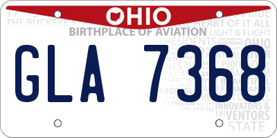 OH license plate GLA7368