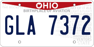 OH license plate GLA7372