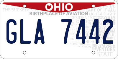 OH license plate GLA7442