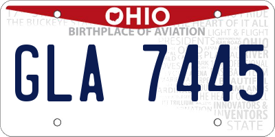 OH license plate GLA7445