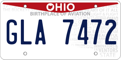 OH license plate GLA7472