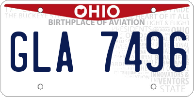 OH license plate GLA7496