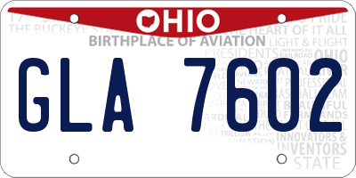 OH license plate GLA7602