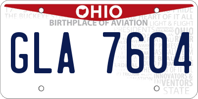OH license plate GLA7604