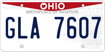 OH license plate GLA7607