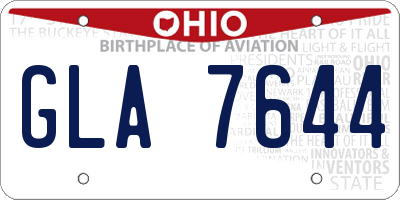 OH license plate GLA7644