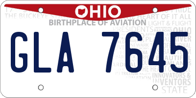 OH license plate GLA7645