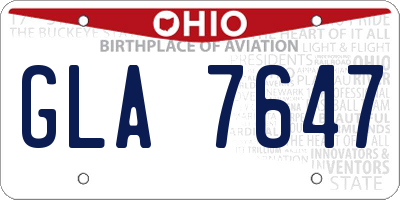 OH license plate GLA7647