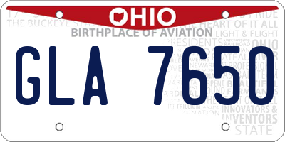 OH license plate GLA7650