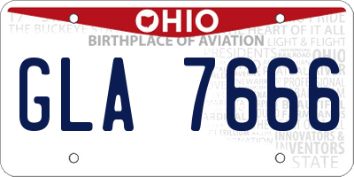 OH license plate GLA7666