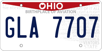 OH license plate GLA7707