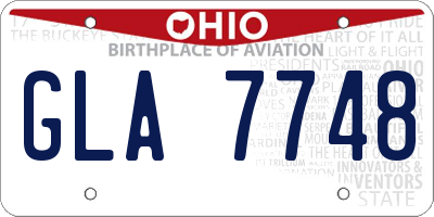 OH license plate GLA7748