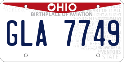 OH license plate GLA7749