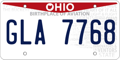 OH license plate GLA7768